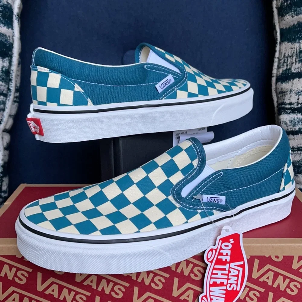 Vans Classic Slip-On Checkerboard Blue Coral/True White WMNS - Picture 9 of 16